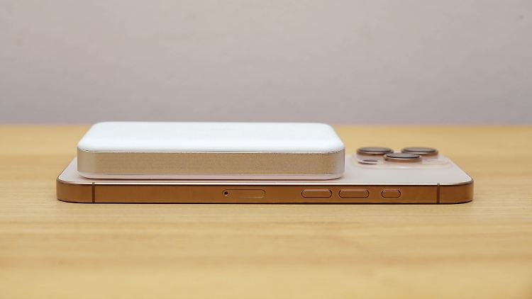 The power bank on an iPhone 16 Pro Max.