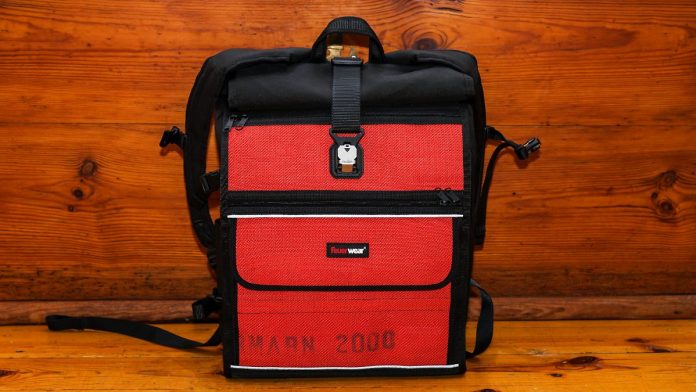 This fire hose backpack is hot
